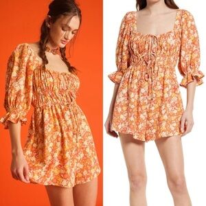 Free People Show Me Love Orange Romper size XS